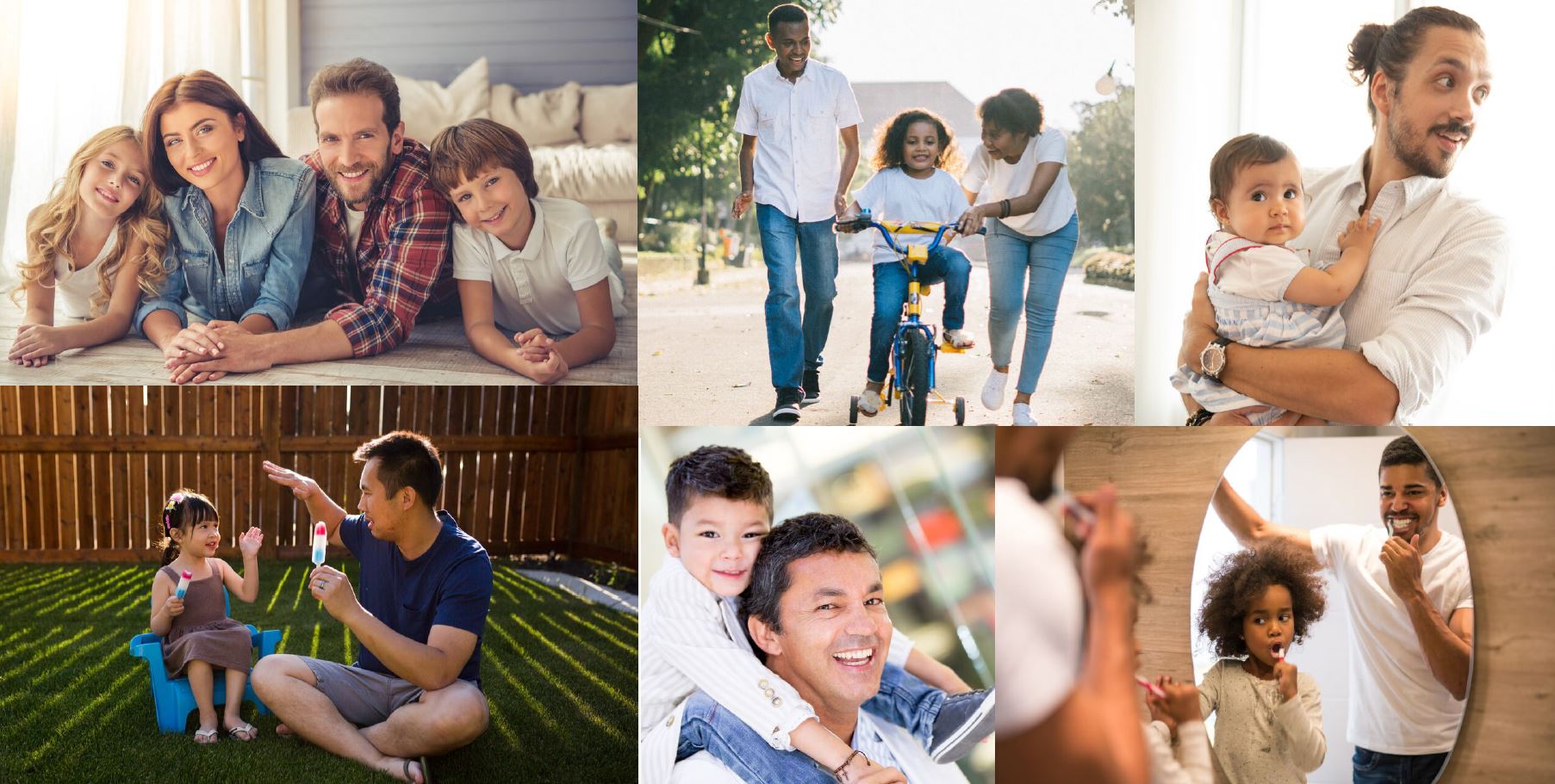 Collage of fathers connecting with their children