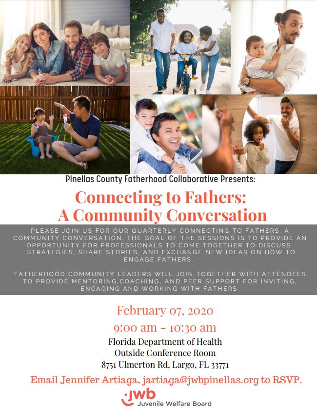 Invitation to the Connecting to Fathers event being hosted on February 7, 2020 at 9 AM at the Florida Dept. of Health