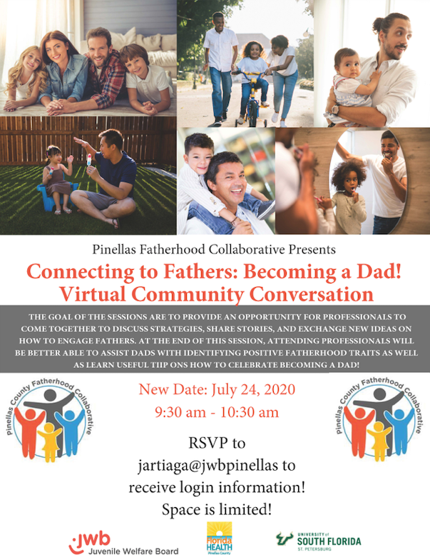 Connecting to Fathers: Becoming a Dad! Virtual Community Conversation Flyer