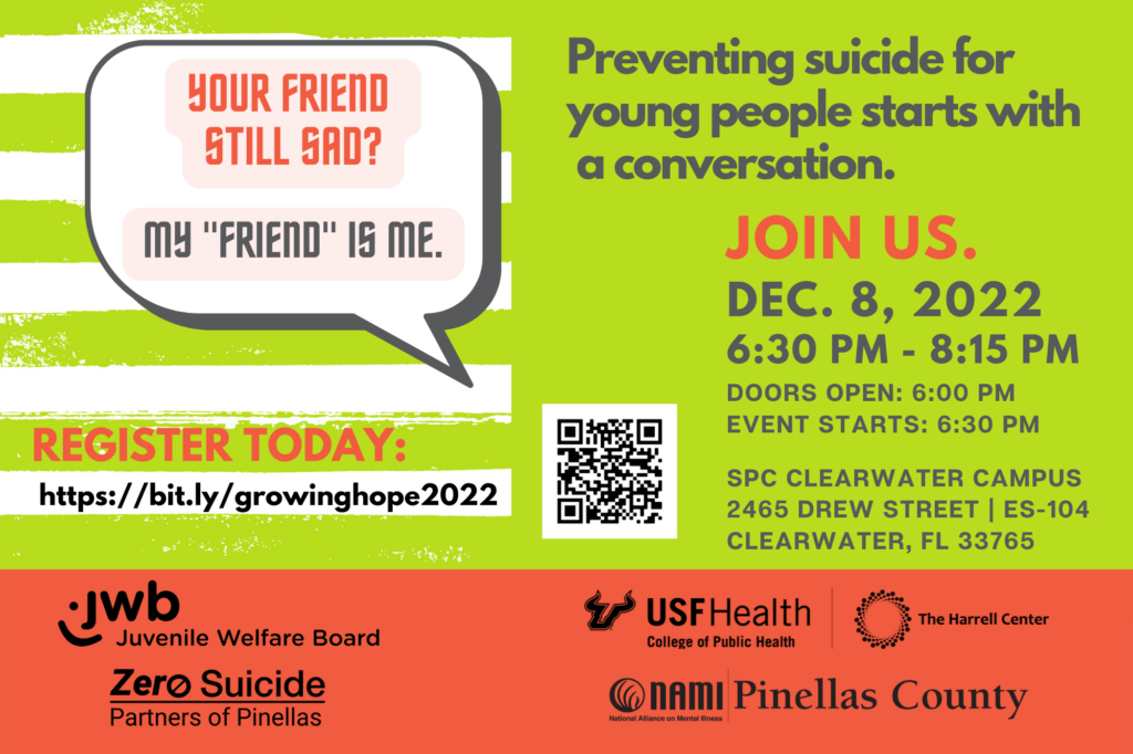 Join us for an event designed for youth to talk about issues they are experiencing that may impact their mental health. A panel discussion about various topics will take place. This event is meant for anyone, 10 years and older, who is interested. Thu, December 8, 2022, 6:30 PM-8:15 PM