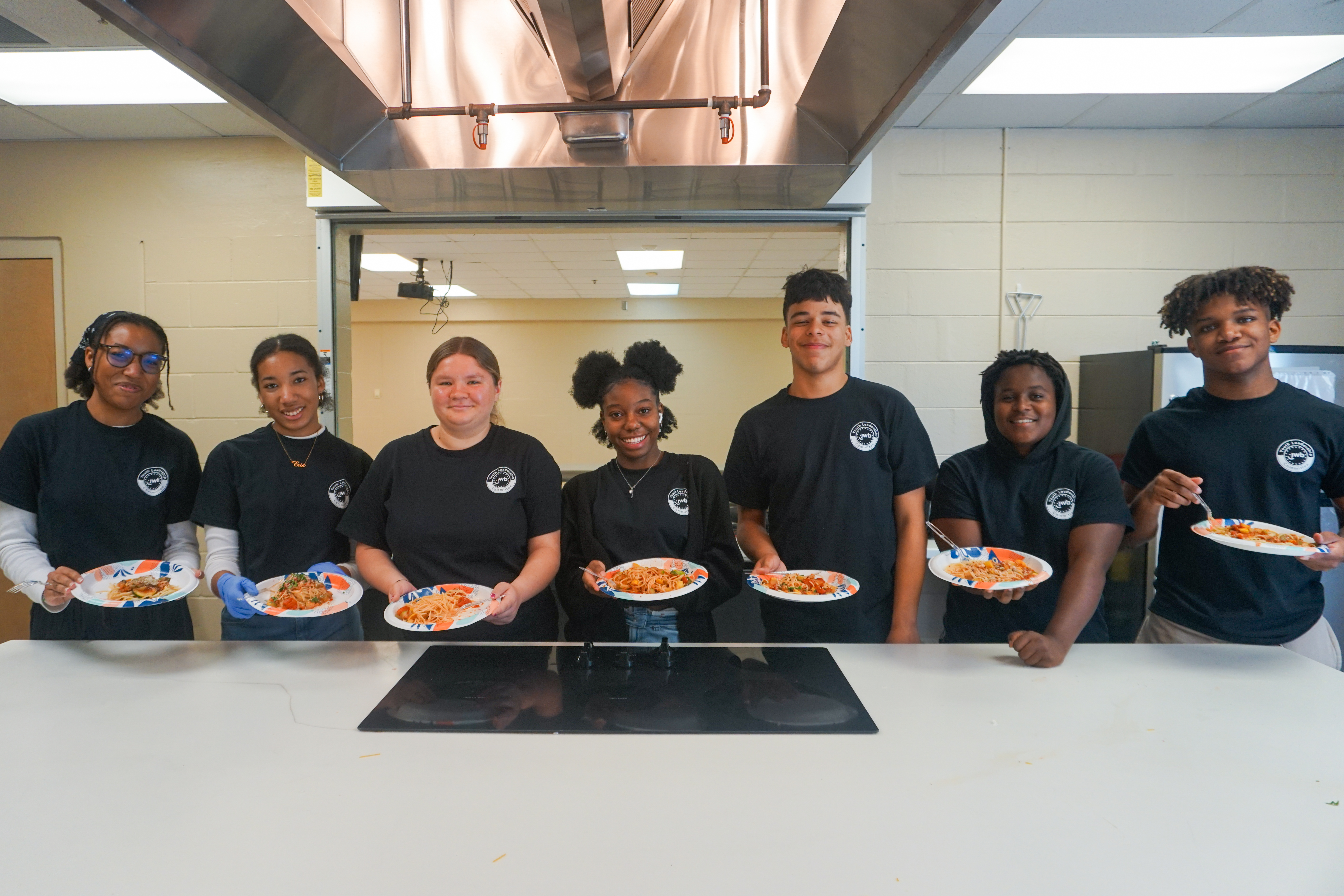 YLC students with food