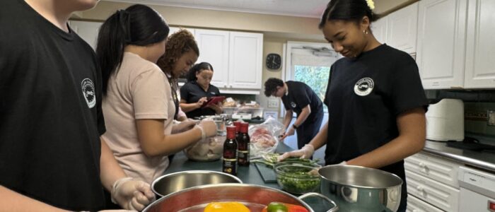 YLC students prepping food