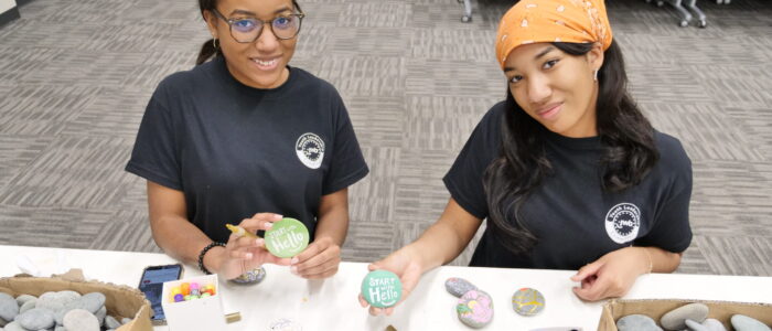 YLC students painting rocks