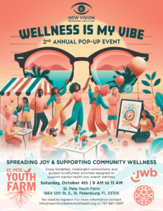 Event flyer for Wellness Is My Vibe Pop Up on 10.4.25