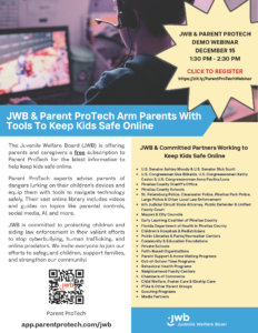 Event Flyer for 12/15/25 JWB + Parent ProTech Demonstration Webinar