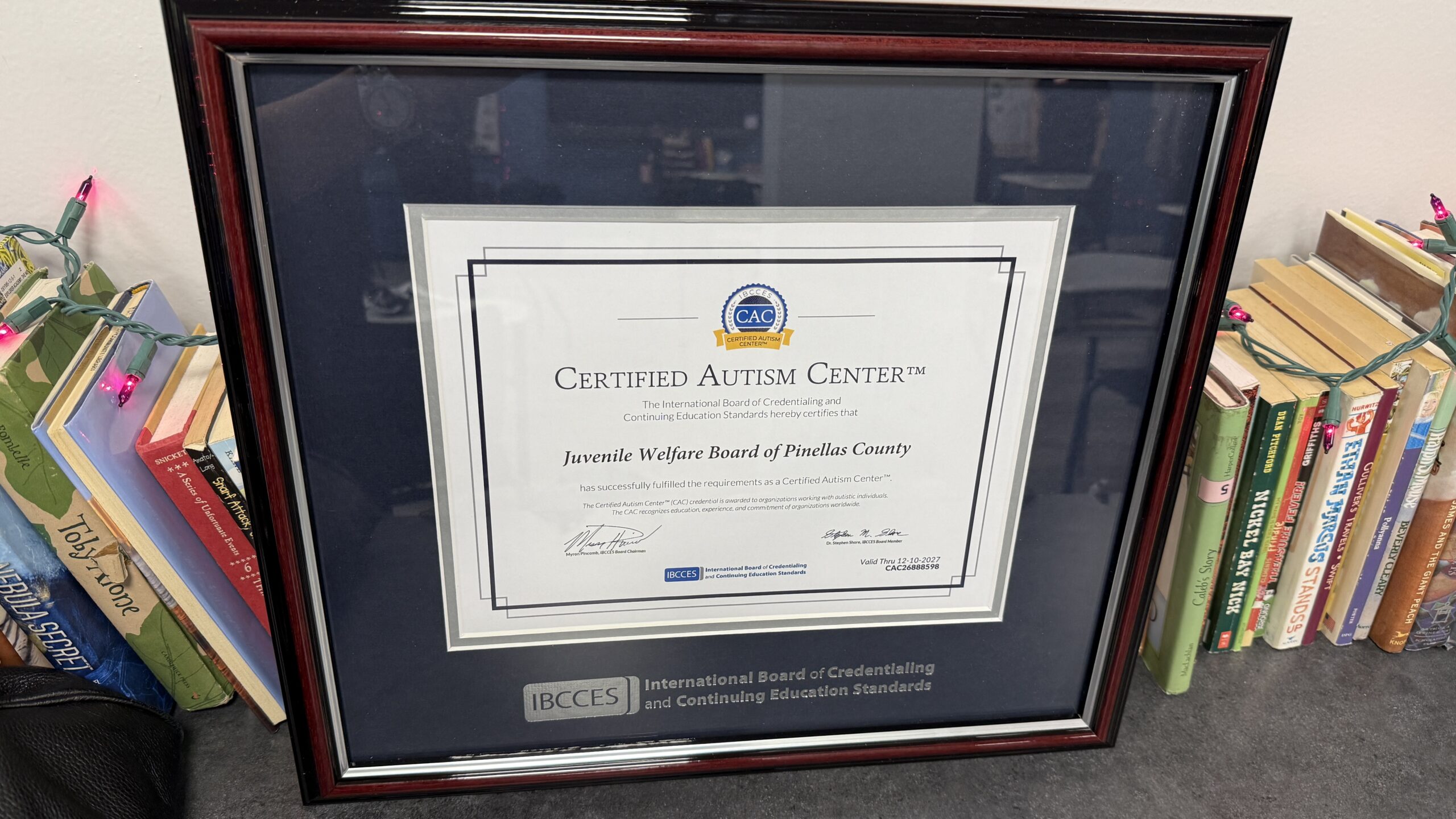 JWB's Certified Autism Center certification was presented by IBCCES on March 31