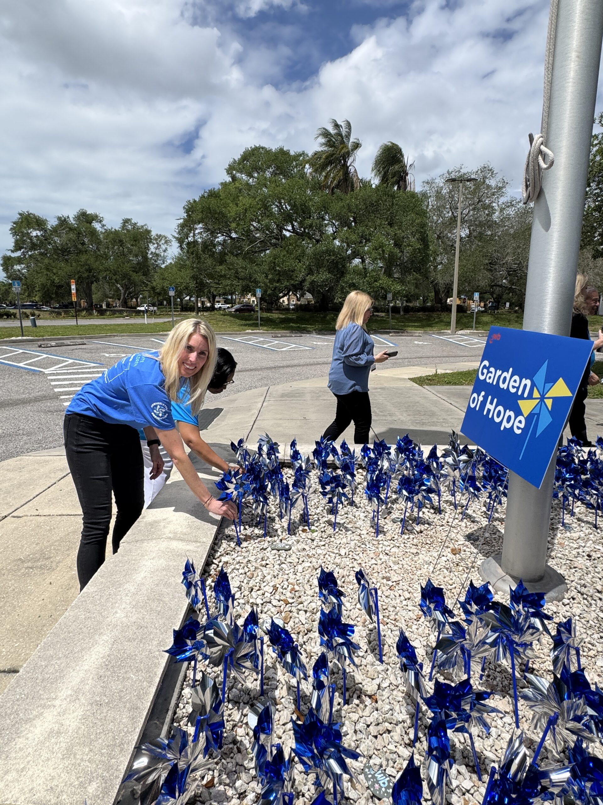 Pinwheel Garden of Hope in front of JWB office for CAP Month